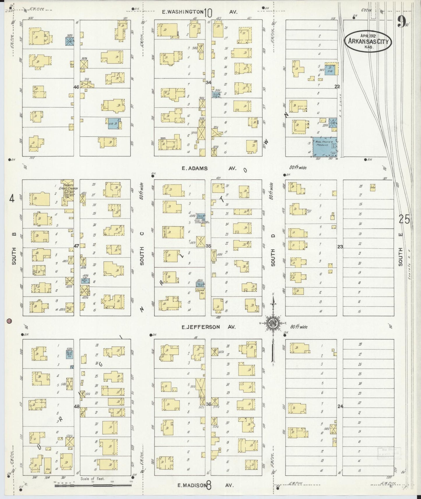 Sanborn Fire Insurance Map from Arkansas City, Cowley County, Kansas (1912), Sheet #0009 - Complete Map Set gallery image, historic Sanborn map, vintage wall art, Arkansas Arkansas