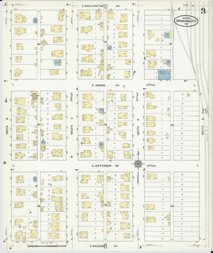 Sanborn Fire Insurance Map from Arkansas City, Cowley County, Kansas (1912), Sheet #0009 - Complete Map Set gallery image, historic Sanborn map, vintage wall art, Arkansas Arkansas