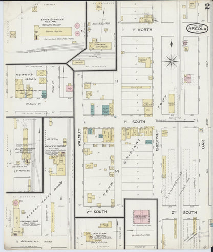 Sanborn Fire Insurance Map from Arcola, Douglas County, Illinois (1887), Sheet #0002 - Complete Map Set gallery image, historic Sanborn map, vintage wall art, Illinois Illinois