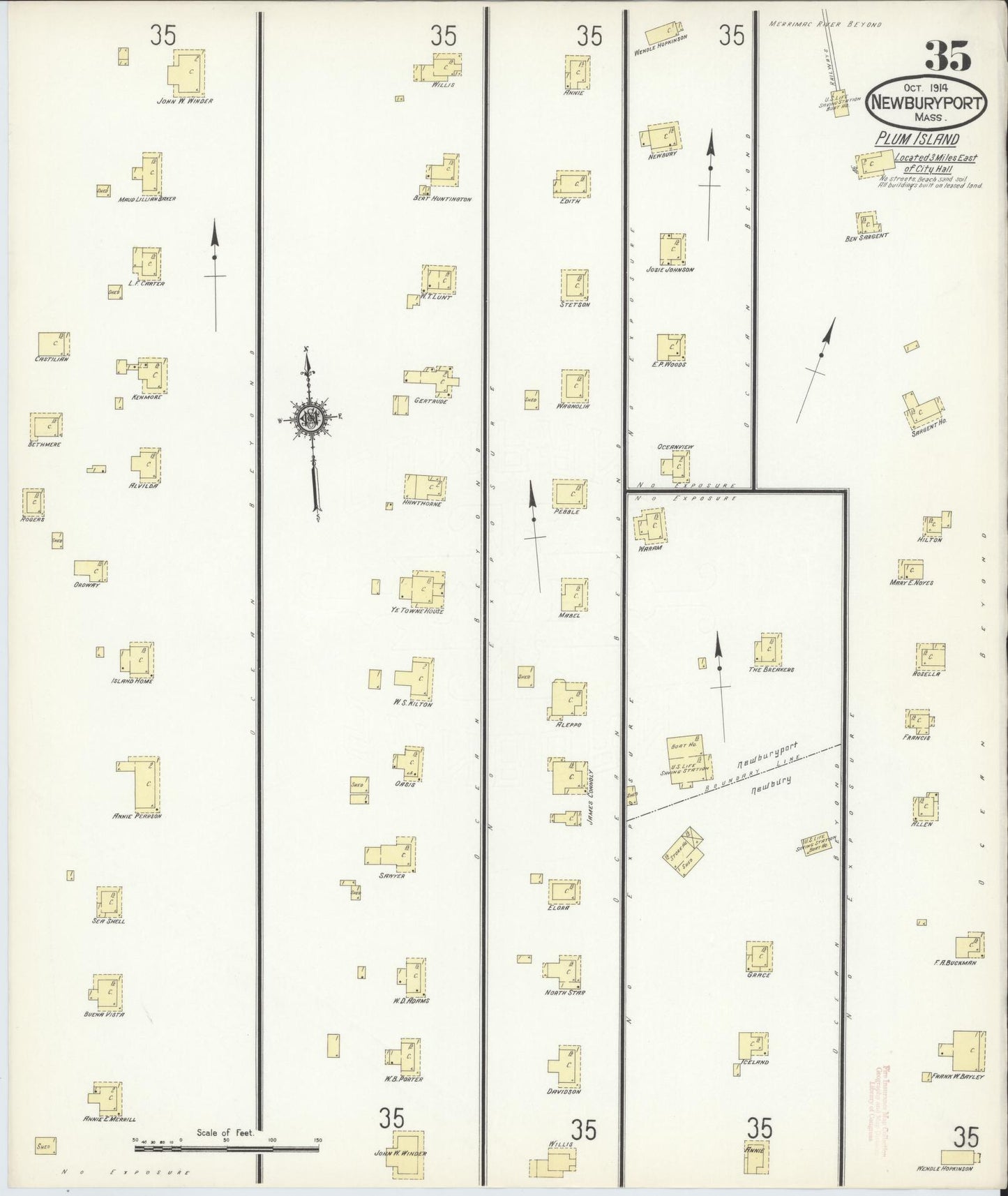 Sanborn Fire Insurance Map from Newburyport, Essex County, Massachusetts (1914), Sheet #0035 - Complete Map Set gallery image, historic Sanborn map, vintage wall art, Massachusetts Massachusetts
