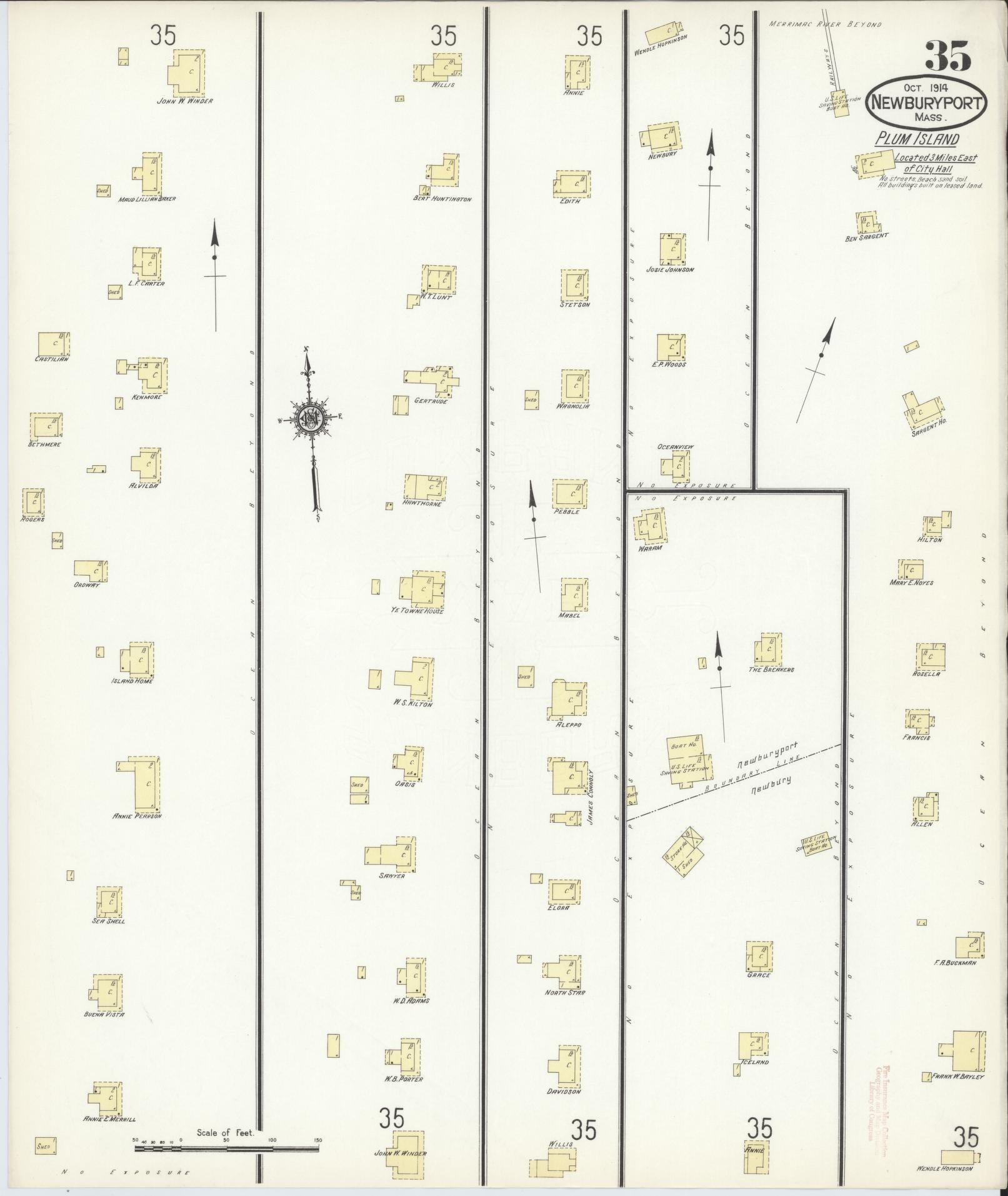 Sanborn Fire Insurance Map from Newburyport, Essex County, Massachusetts (1914), Sheet #0035 - Complete Map Set gallery image, historic Sanborn map, vintage wall art, Massachusetts Massachusetts