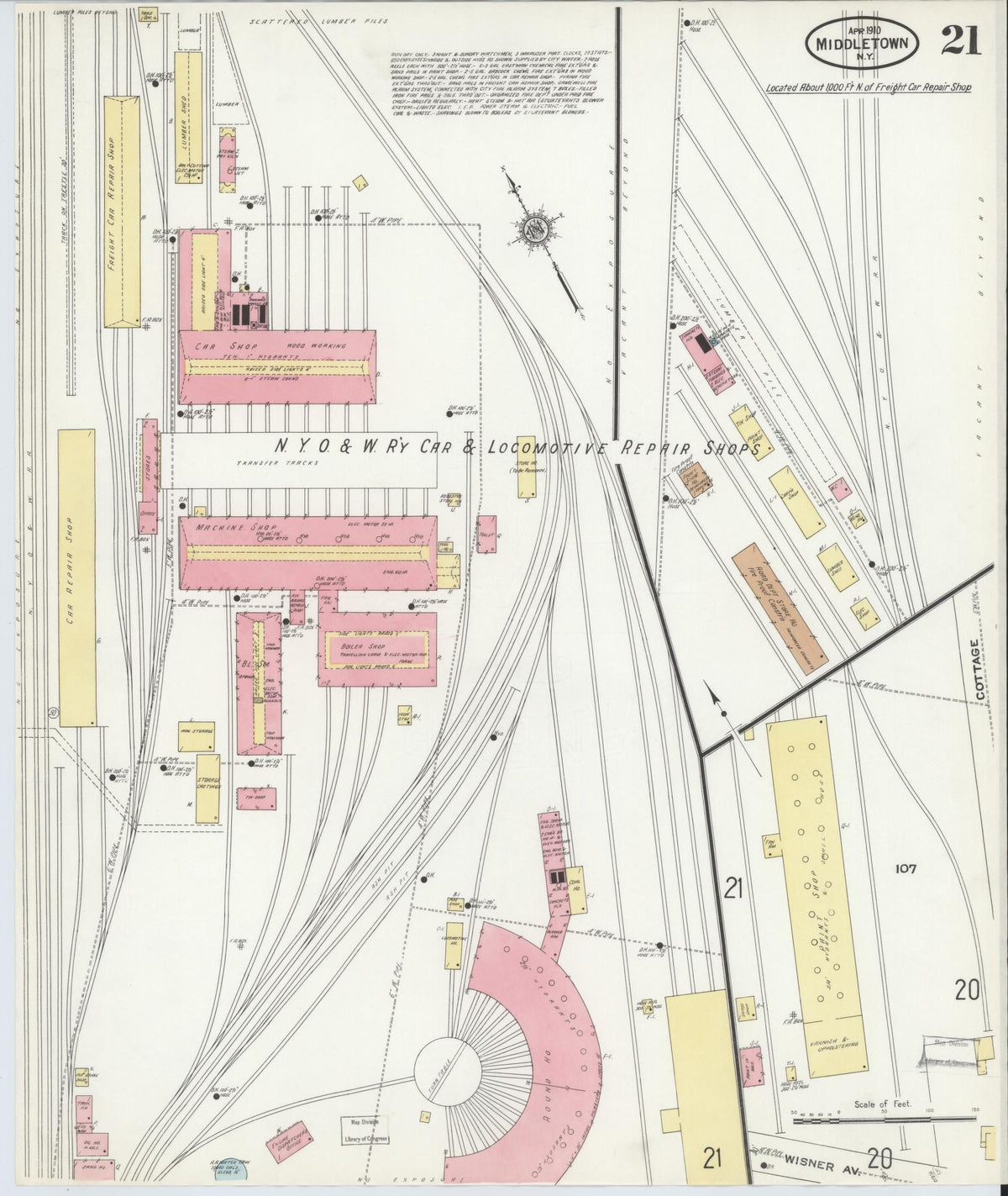 Sanborn Fire Insurance Map from Middletown, Orange County, New York (1910), Sheet #0021 - Complete Map Set gallery image, historic Sanborn map, vintage wall art, New York New York