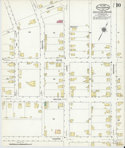 Sanborn Fire Insurance Map from Philipsburg, Centre County, Pennsylvania (1910), Sheet #0010 - Historic Sanborn Fire Insurance Map Print, vintage old map wall art, antique decor, genealogy gift, Pennsylvania Pennsylvania map