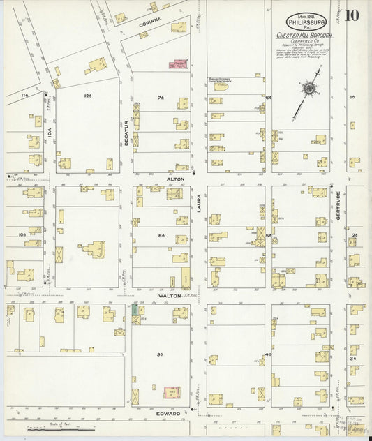 Sanborn Fire Insurance Map from Philipsburg, Centre County, Pennsylvania (1910), Sheet #0010 - Historic Sanborn Fire Insurance Map Print, vintage old map wall art, antique decor, genealogy gift, Pennsylvania Pennsylvania map