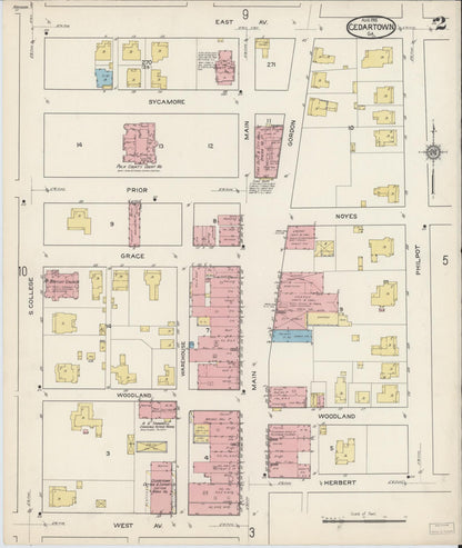 Sanborn Fire Insurance Map from Cedartown, Polk County, Georgia (1915), Sheet #0002 - Complete Map Set gallery image, historic Sanborn map, vintage wall art, Georgia Georgia