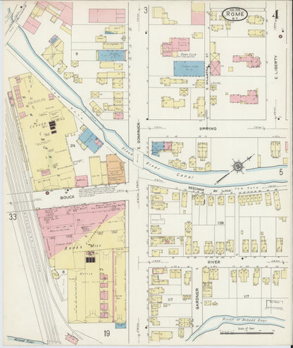 Sanborn Fire Insurance Map from Rome, Oneida County, New York (1914), Sheet #0004 - Historic Sanborn Fire Insurance Map Print, vintage old map wall art, antique decor, genealogy gift, New York New York map