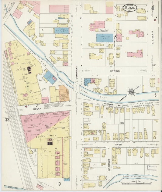 Sanborn Fire Insurance Map from Rome, Oneida County, New York (1914), Sheet #0004 - Historic Sanborn Fire Insurance Map Print, vintage old map wall art, antique decor, genealogy gift, New York New York map