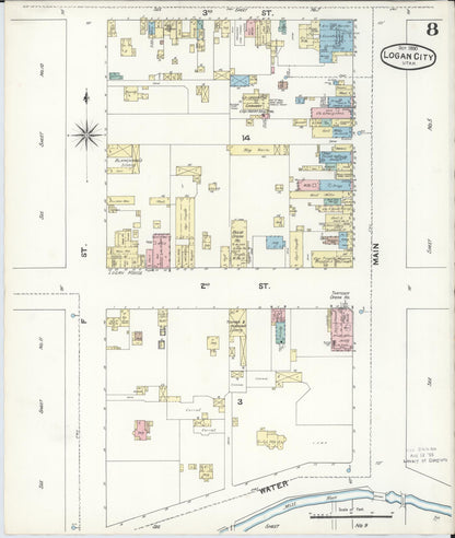 Sanborn Fire Insurance Map from Logan, Cache County, Utah (1890), Sheet #0008 - Complete Map Set gallery image, historic Sanborn map, vintage wall art, Utah Utah
