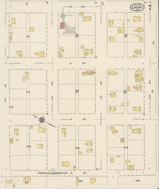 Sanborn Fire Insurance Map from Canby, Clackamas County, Oregon (1922), Sheet #0007 - Historic Sanborn Fire Insurance Map Print, vintage old map wall art, antique decor, genealogy gift, Oregon Oregon map
