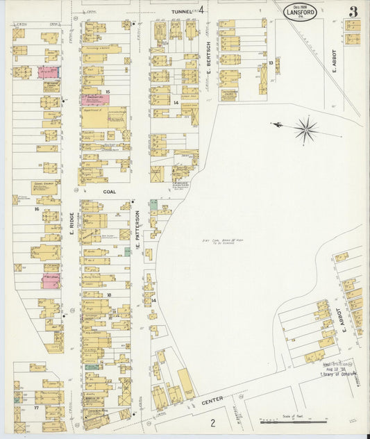 Sanborn Fire Insurance Map from Lansford, Carbon County, Pennsylvania (1908), Sheet #0003 - Historic Sanborn Fire Insurance Map Print, vintage old map wall art, antique decor, genealogy gift, Pennsylvania Pennsylvania map
