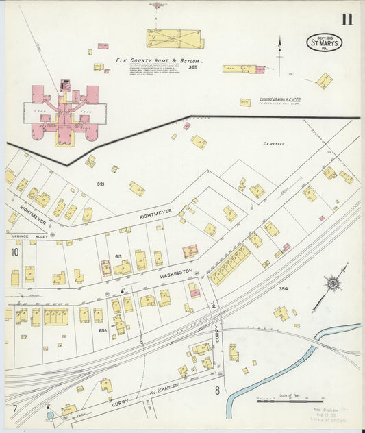 Sanborn Fire Insurance Map from Saint Marys, Elk County, Pennsylvania (1915), Sheet #0011 - Historic Sanborn Fire Insurance Map Print, vintage old map wall art, antique decor, genealogy gift, Pennsylvania Pennsylvania map