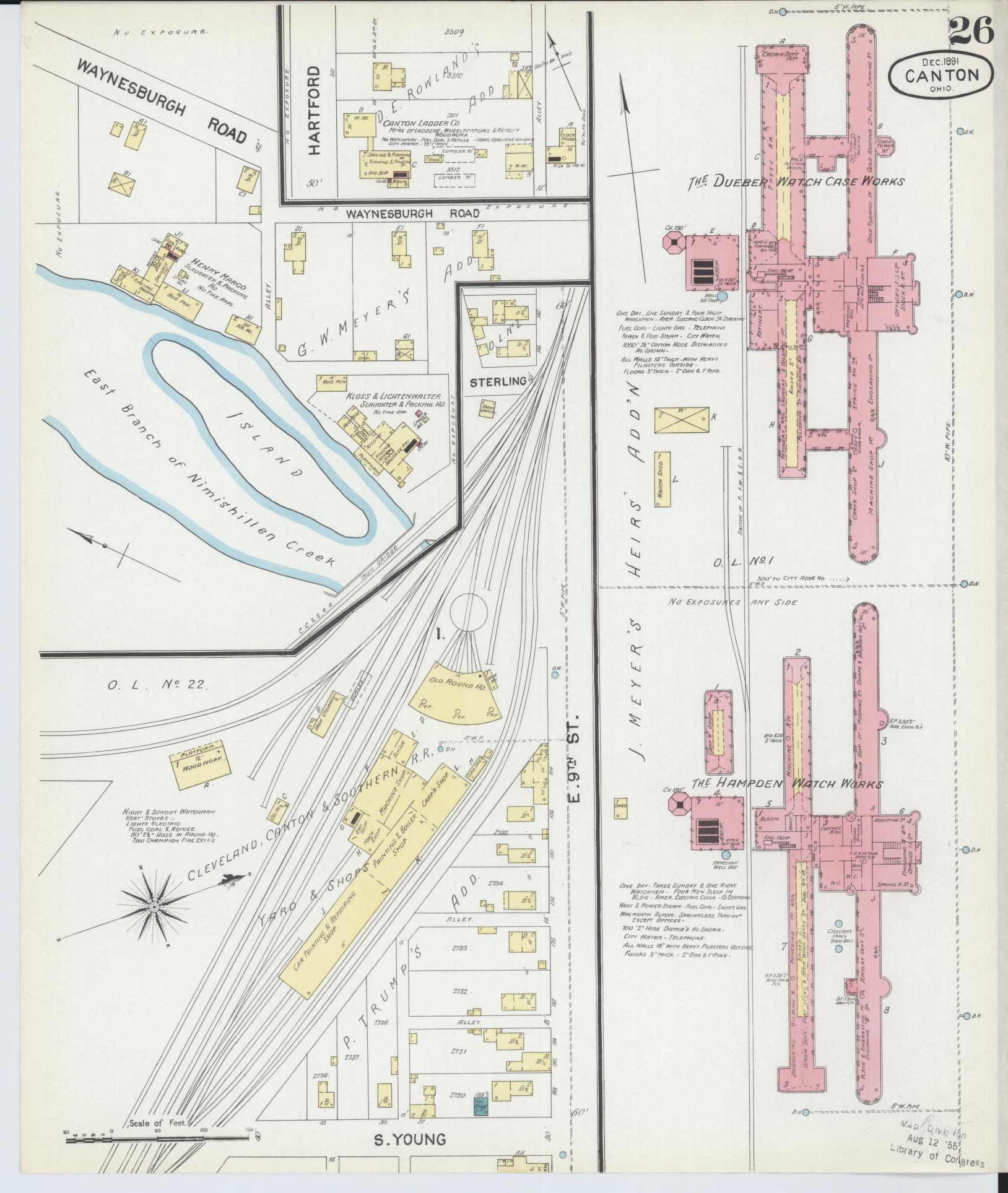 Sanborn Fire Insurance Map from Canton, Stark County, Ohio (1891), Sheet #0026 - Historic Sanborn Fire Insurance Map Print, vintage old map wall art, antique decor, genealogy gift, Ohio Ohio map