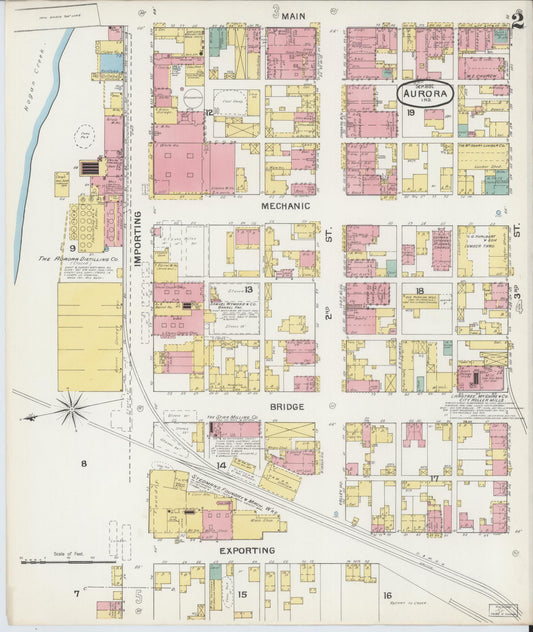 Sanborn Fire Insurance Map from Aurora, Dearborn County, Indiana (1892), Sheet #0002 - Historic Sanborn Fire Insurance Map Print, vintage old map wall art, antique decor, genealogy gift, Indiana Indiana map