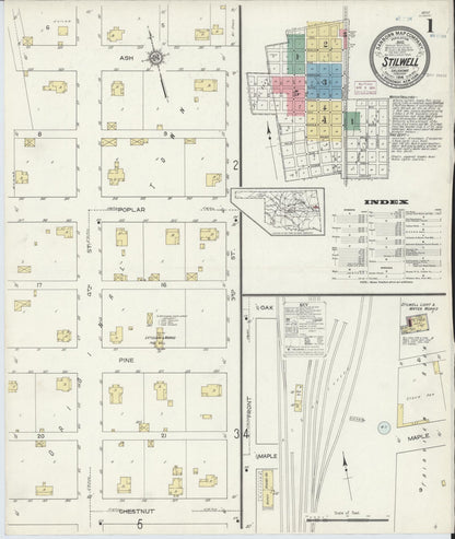 Sanborn Fire Insurance Map from Stillwell, Adair County, Oklahoma (1914), Sheet #0001 - Complete Map Set gallery image, historic Sanborn map, vintage wall art, Oklahoma Oklahoma