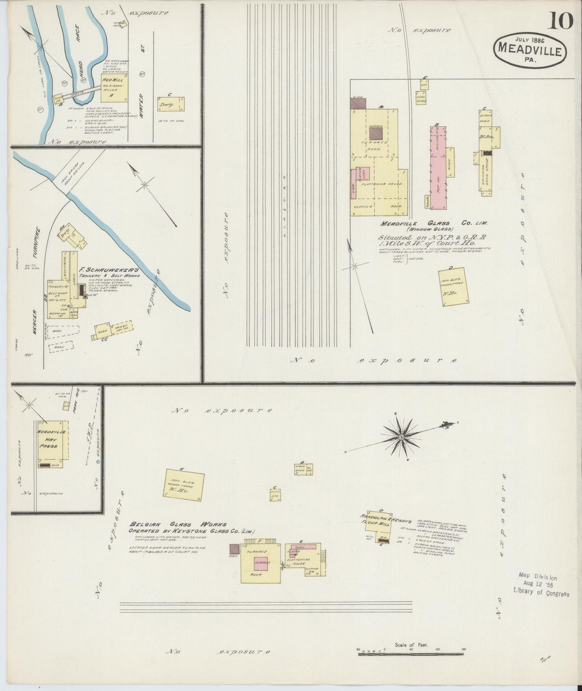Sanborn Fire Insurance Map from Meadville, Crawford County, Pennsylvania (1886), Sheet #0010 - Historic Sanborn Fire Insurance Map Print, vintage old map wall art, antique decor, genealogy gift, Pennsylvania Pennsylvania map