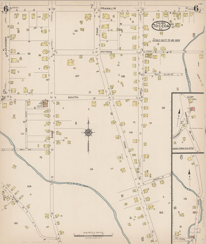 Sanborn Fire Insurance Map from Toccoa, Stephens County, Georgia (1923), Sheet #0006 - Complete Map Set gallery image, historic Sanborn map, vintage wall art, Georgia Georgia