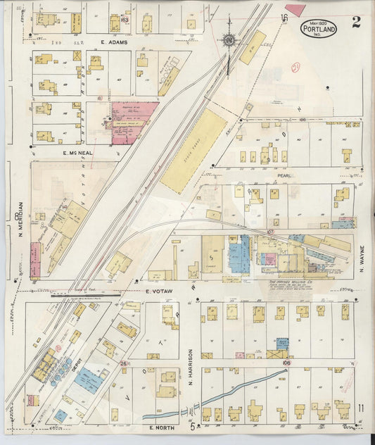Sanborn Fire Insurance Map from Portland, Jay County, Indiana (1946), Sheet #0002 - Historic Sanborn Fire Insurance Map Print, vintage old map wall art, antique decor, genealogy gift, Indiana Indiana map