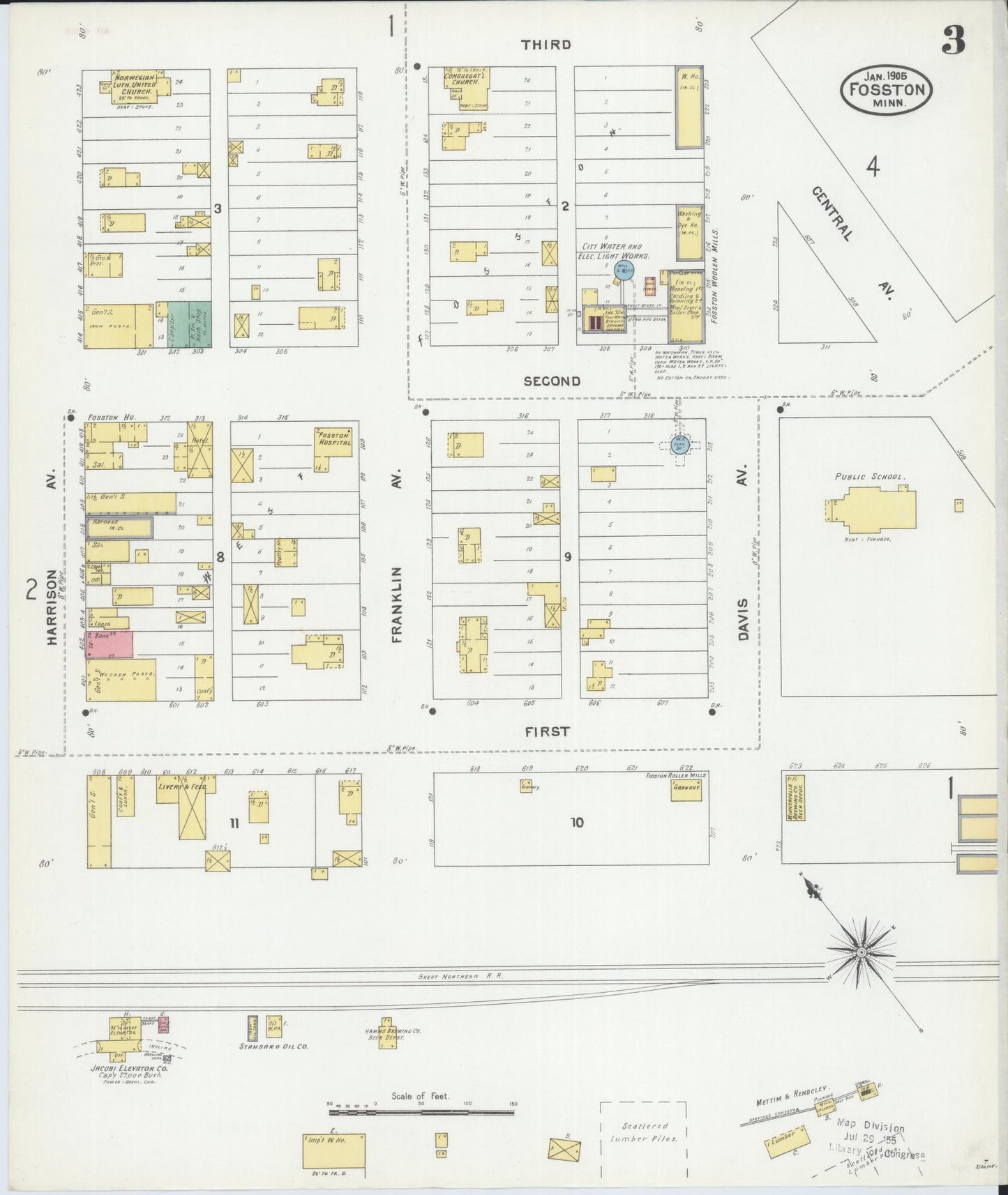 Sanborn Fire Insurance Map from Fosston, Polk County, Minnesota (1905), Sheet #0003 - Complete Map Set gallery image, historic Sanborn map, vintage wall art, Minnesota Minnesota