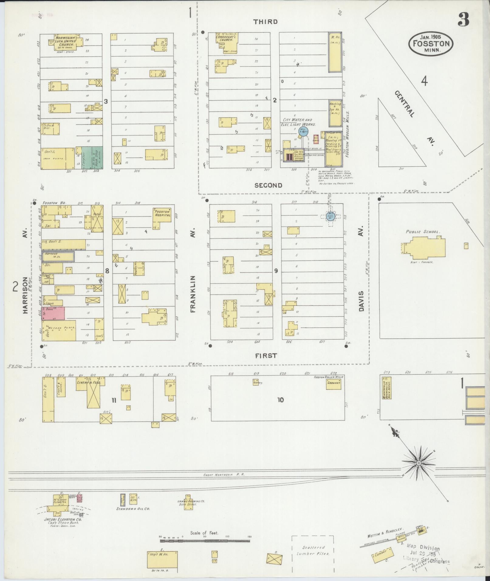 Sanborn Fire Insurance Map from Fosston, Polk County, Minnesota (1905), Sheet #0003 - Complete Map Set gallery image, historic Sanborn map, vintage wall art, Minnesota Minnesota