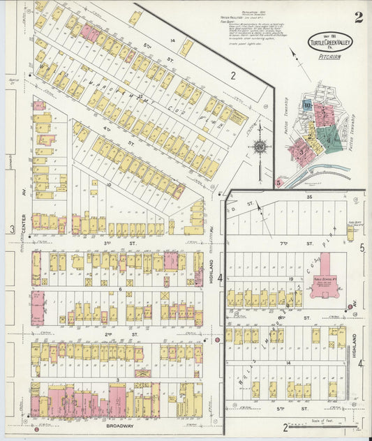 Sanborn Fire Insurance Map from Turtle Creek Valley, Allegheny County, Pennsylvania (1911), Sheet #0002 - Historic Sanborn Fire Insurance Map Print, vintage old map wall art, antique decor, genealogy gift, Pennsylvania Pennsylvania map