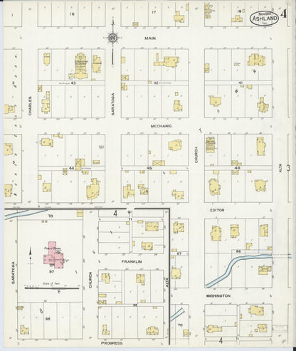 Sanborn Fire Insurance Map from Ashland, Cass County, Illinois (1909), Sheet #0004 - Historic Sanborn Fire Insurance Map Print, vintage old map wall art, antique decor, genealogy gift, Illinois Illinois map