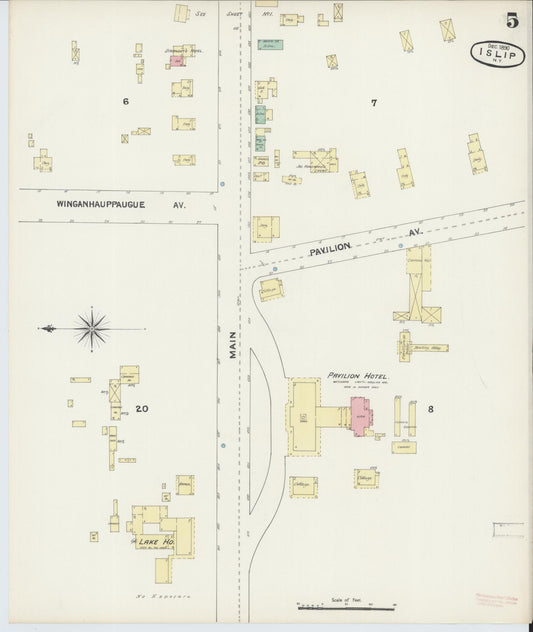Sanborn Fire Insurance Map from Islip, Suffolk County, New York (1890), Sheet #0005 - Historic Sanborn Fire Insurance Map Print, vintage old map wall art, antique decor, genealogy gift, New York New York map
