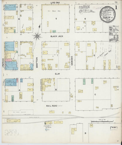 Sanborn Fire Insurance Map from Dublin, Erath County, Texas (1891), Sheet #0001 - Complete Map Set gallery image, historic Sanborn map, vintage wall art, Texas Texas