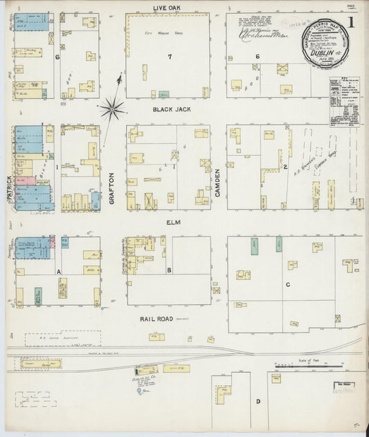 Sanborn Fire Insurance Map from Dublin, Erath County, Texas (1891), Sheet #0001 - Complete Map Set gallery image, historic Sanborn map, vintage wall art, Texas Texas