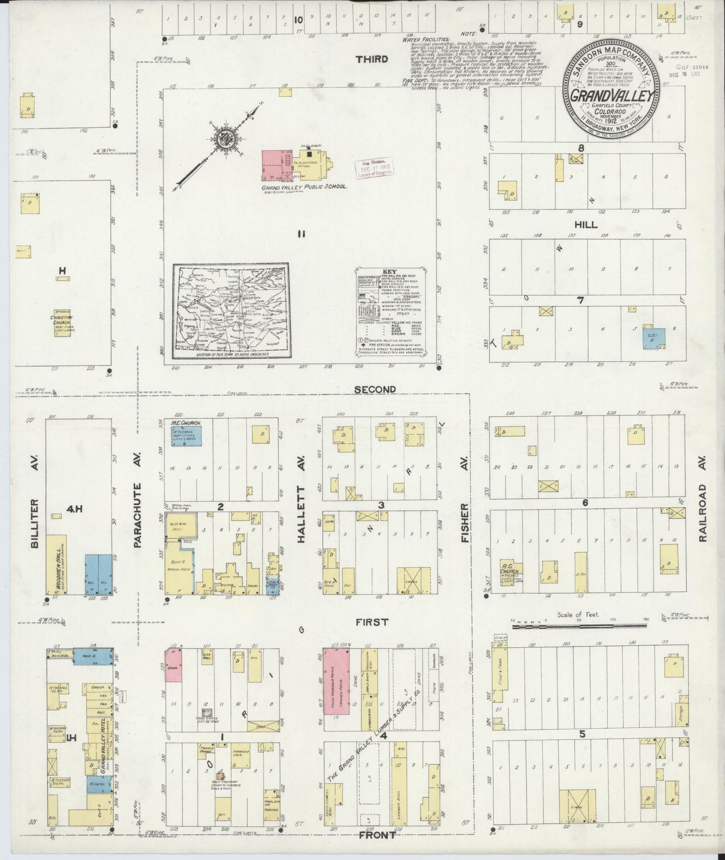 Sanborn Fire Insurance Map from Grand Valley, Garfield County, Colorado (1912), Sheet #0001 - Historic Sanborn Fire Insurance Map Print, vintage old map wall art, antique decor, genealogy gift, Colorado Colorado map