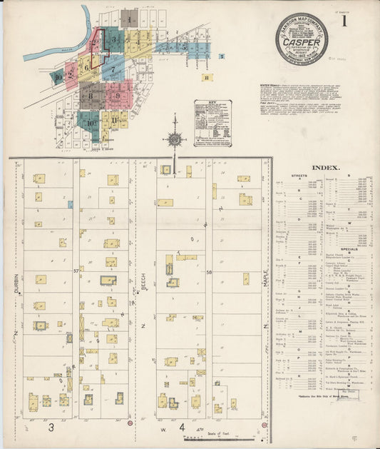 Sanborn Fire Insurance Map from Casper, Natrona County, Wyoming (1912), Sheet #0001 - Complete Map Set gallery image, historic Sanborn map, vintage wall art, Wyoming Wyoming