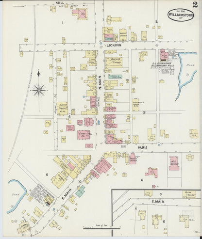 Sanborn Fire Insurance Map from Williamstown, Grant County, Kentucky (1890), Sheet #0002 - Complete Map Set gallery image, historic Sanborn map, vintage wall art, Kentucky Kentucky