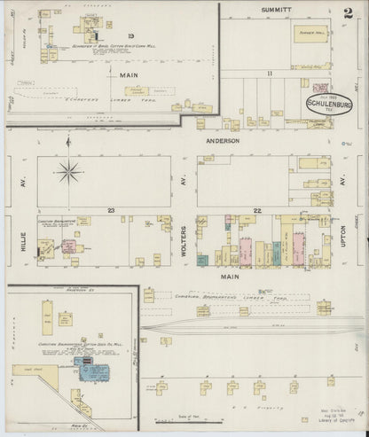 Sanborn Fire Insurance Map from Schulenburg, Fayette County, Texas (1889), Sheet #0002 - Complete Map Set gallery image, historic Sanborn map, vintage wall art, Texas Texas