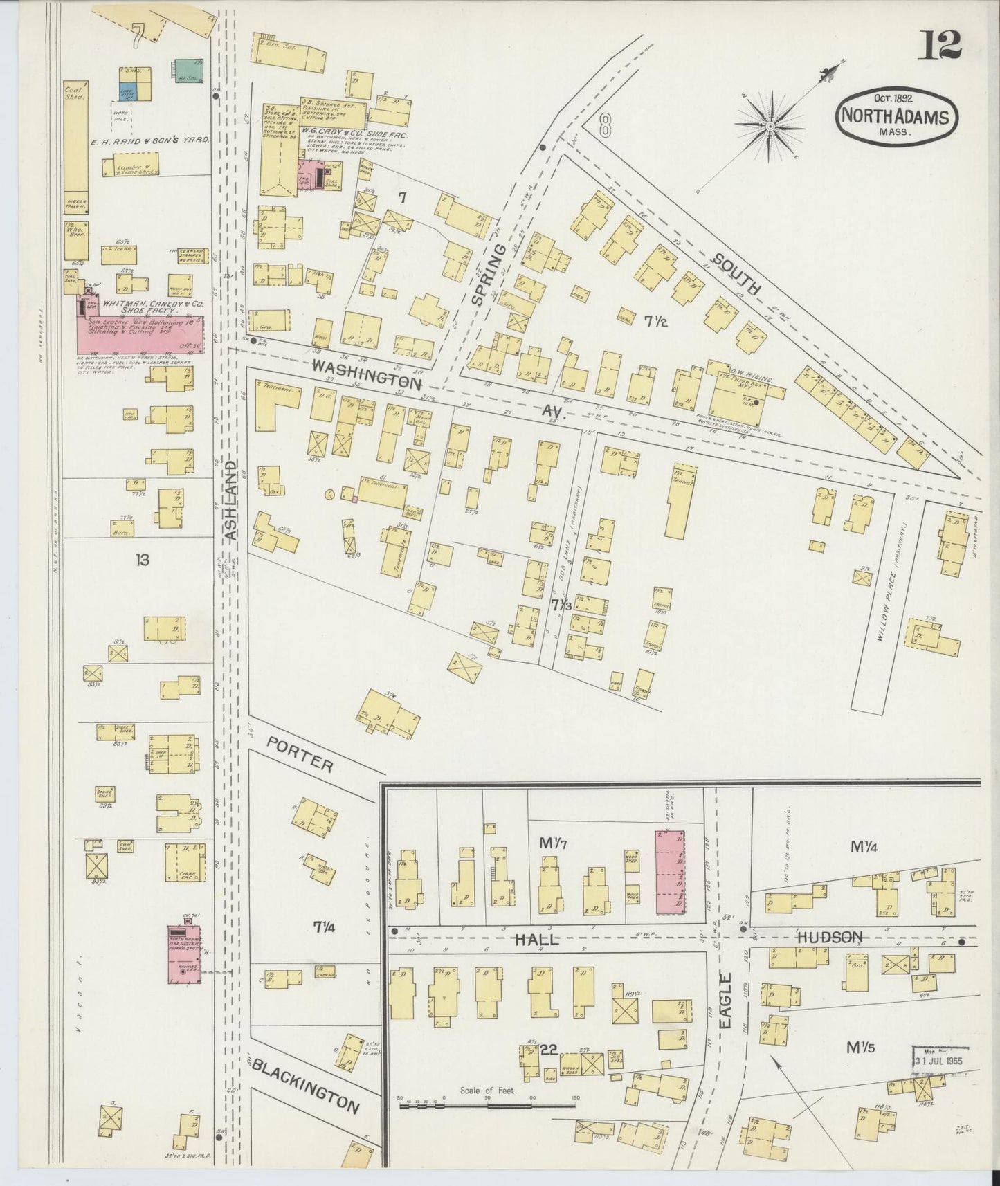 Sanborn Fire Insurance Map from North Adams, Berkshire County, Massachusetts (1892), Sheet #0012 - Complete Map Set gallery image, historic Sanborn map, vintage wall art, Massachusetts Massachusetts