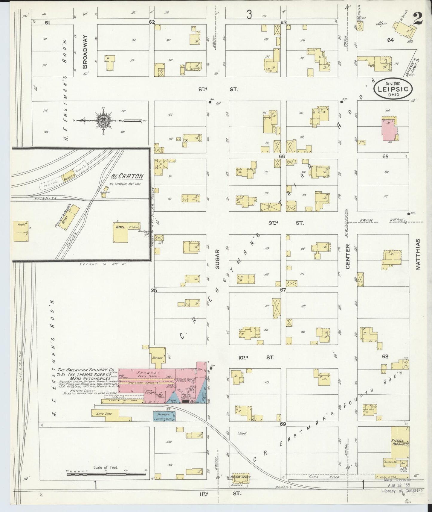 Sanborn Fire Insurance Map from Leipsic, Putnam County, Ohio (1910), Sheet #0002 - Complete Map Set gallery image, historic Sanborn map, vintage wall art, Ohio Ohio