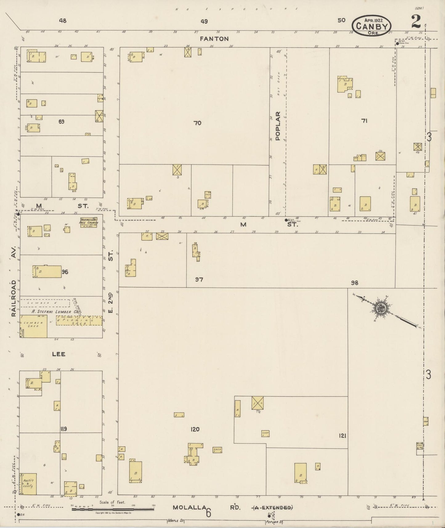 Sanborn Fire Insurance Map from Canby, Clackamas County, Oregon (1922), Sheet #0002 - Complete Map Set gallery image, historic Sanborn map, vintage wall art, Oregon Oregon