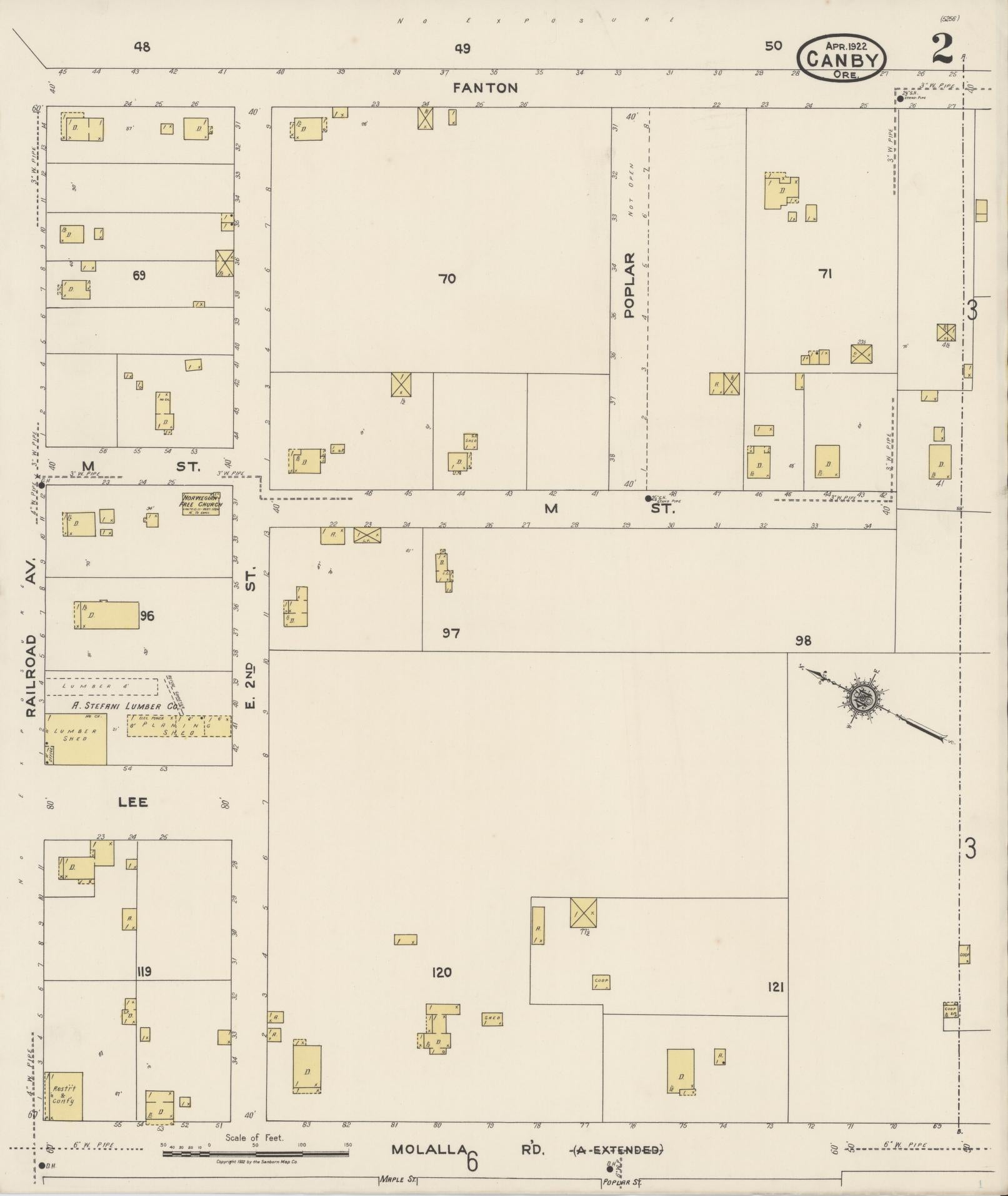 Sanborn Fire Insurance Map from Canby, Clackamas County, Oregon (1922), Sheet #0002 - Complete Map Set gallery image, historic Sanborn map, vintage wall art, Oregon Oregon
