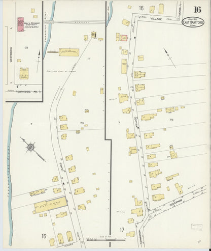 Sanborn Fire Insurance Map from East Hartford, Hartford County, Connecticut (1913), Sheet #0016 - Complete Map Set gallery image, historic Sanborn map, vintage wall art, Connecticut Connecticut