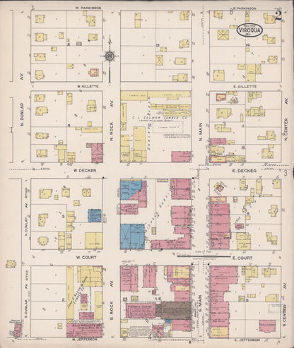 Sanborn Fire Insurance Map from Viroqua, Vernon County, Wisconsin (1922), Sheet #0002 - Historic Sanborn Fire Insurance Map Print, vintage old map wall art, antique decor, genealogy gift, Wisconsin Wisconsin map