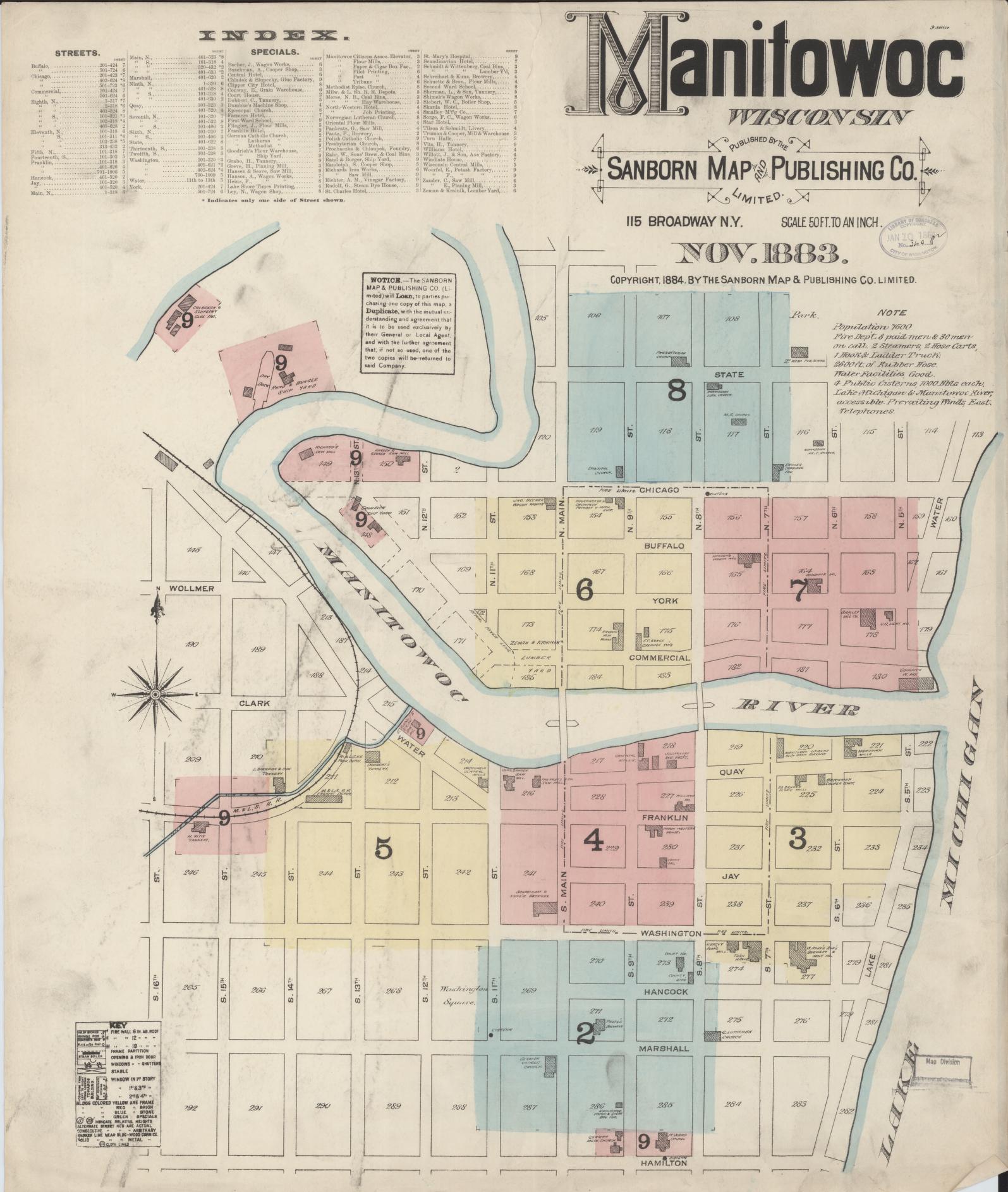 Manitowoc, Manitowoc County, Wisconsin (1883) – Sanborn Fire Insurance Map – Map View