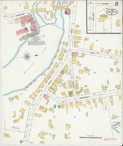 Sanborn Fire Insurance Map from Valatie, Columbia County, New York (1905), Sheet #0003 - Historic Sanborn Fire Insurance Map Print, vintage old map wall art, antique decor, genealogy gift, New York New York map