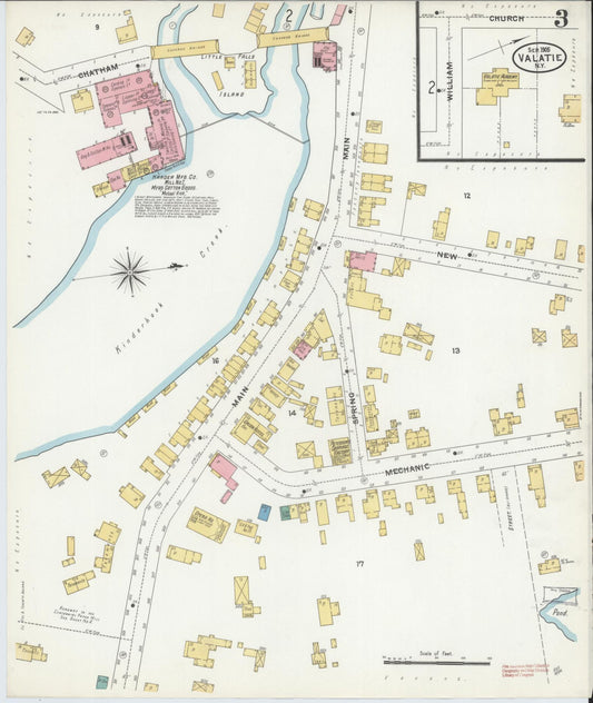 Sanborn Fire Insurance Map from Valatie, Columbia County, New York (1905), Sheet #0003 - Historic Sanborn Fire Insurance Map Print, vintage old map wall art, antique decor, genealogy gift, New York New York map