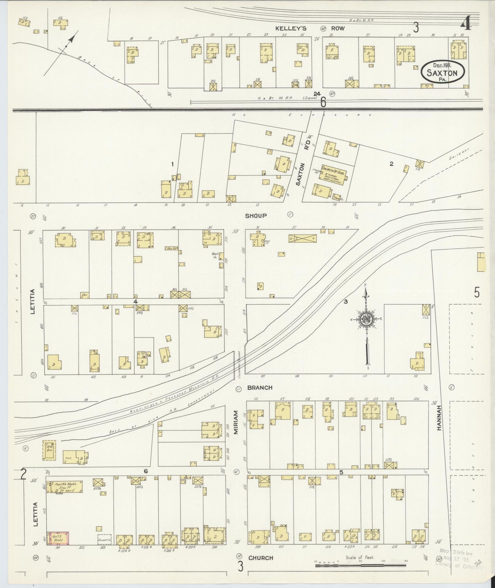Sanborn Fire Insurance Map from Saxton, Bedford County, Pennsylvania (1911), Sheet #0004 - Complete Map Set gallery image, historic Sanborn map, vintage wall art, Pennsylvania Pennsylvania