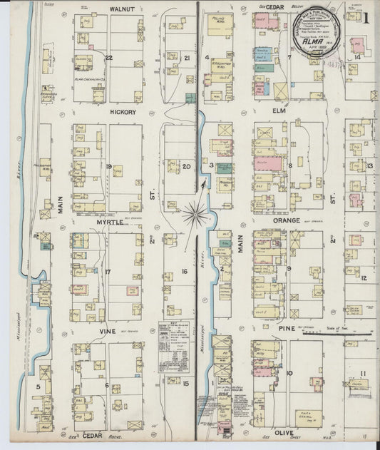 Sanborn Fire Insurance Map from Alma, Buffalo County, Wisconsin (1889), Sheet #0001 - Complete Map Set gallery image, historic Sanborn map, vintage wall art, Wisconsin Wisconsin