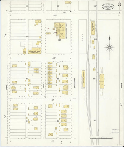 Sanborn Fire Insurance Map from Sheridan, Sheridan County, Wyoming (1903), Sheet #0003 - Complete Map Set gallery image, historic Sanborn map, vintage wall art, Wyoming Wyoming