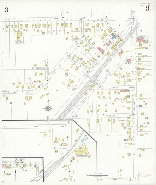 Sanborn Fire Insurance Map from Angola, Erie County, New York (1933), Sheet #0003 - Historic Sanborn Fire Insurance Map Print, vintage old map wall art, antique decor, genealogy gift, New York New York map