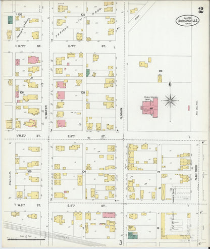 Sanborn Fire Insurance Map from Uhrichsville, Tuscarawas County, Ohio (1901), Sheet #0002 - Complete Map Set gallery image, historic Sanborn map, vintage wall art, Ohio Ohio
