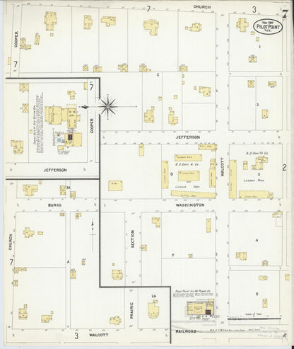 Sanborn Fire Insurance Map from Pilot Point, Denton County, Texas (1907), Sheet #0007 - Complete Map Set gallery image, historic Sanborn map, vintage wall art, Texas Texas