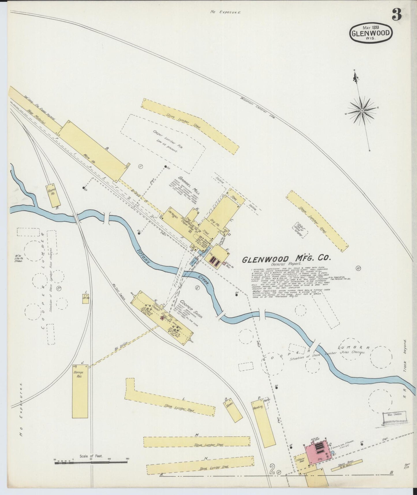 Sanborn Fire Insurance Map from Glenwood City, St. Croix County, Wisconsin (1893), Sheet #0003 - Complete Map Set gallery image, historic Sanborn map, vintage wall art, Wisconsin Wisconsin