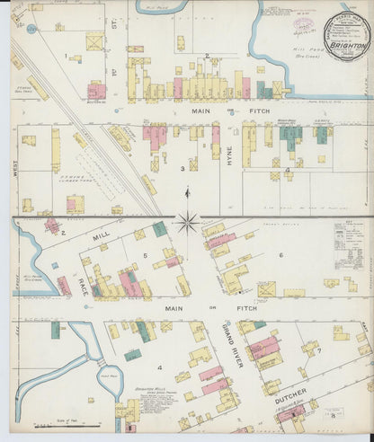 Sanborn Fire Insurance Map from Brighton, Livingston County, Michigan (1893), Sheet #0001 - Historic Sanborn Fire Insurance Map Print, vintage old map wall art, antique decor, genealogy gift, Michigan Michigan map