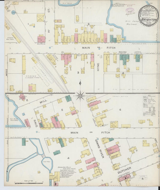 Sanborn Fire Insurance Map from Brighton, Livingston County, Michigan (1893), Sheet #0001 - Historic Sanborn Fire Insurance Map Print, vintage old map wall art, antique decor, genealogy gift, Michigan Michigan map
